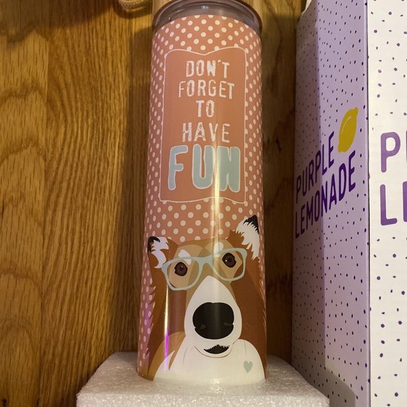 Don’t Forget To Have Fun Collie In Glasses adorable water bottle new in box - Picture 2 of 4